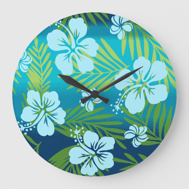 Kalani Tie Dye Blend Tropical Hibiscus - Teal Stor Klocka (Framsida)