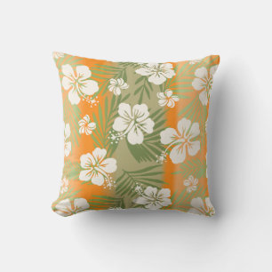 Kalani Tie Dye Tropical Hibiscus Reversible - Tan Kudde