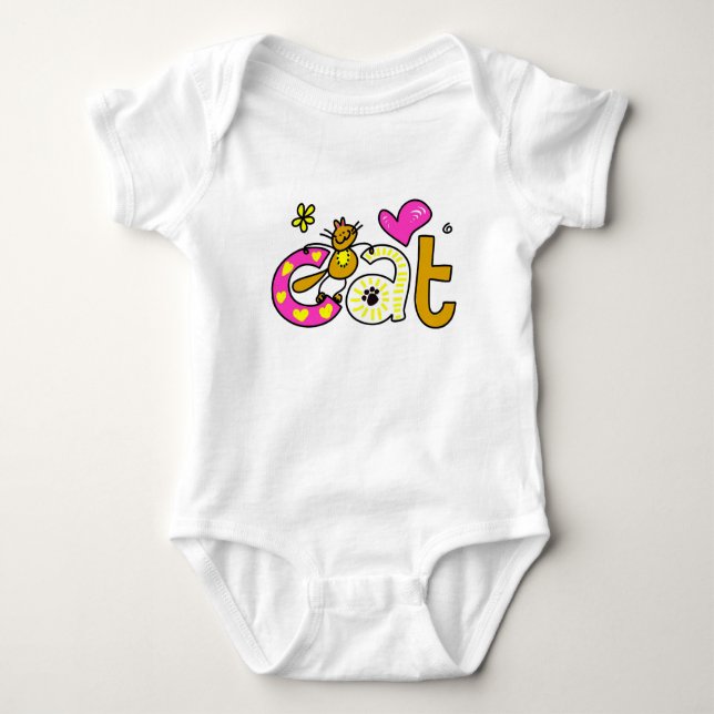 Kalas kattunge baby bodysuit - Söt kattklänning pr T Shirt (Framsida)