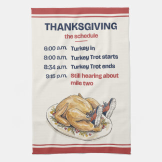 Kalaschema för Turkiet-Trot - Rolig Thanksgiving-h Kökshandduk