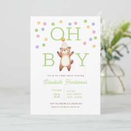 Kalasinbjudan för babyfest med Teddybjörn Oh Pojke Inbjudningar