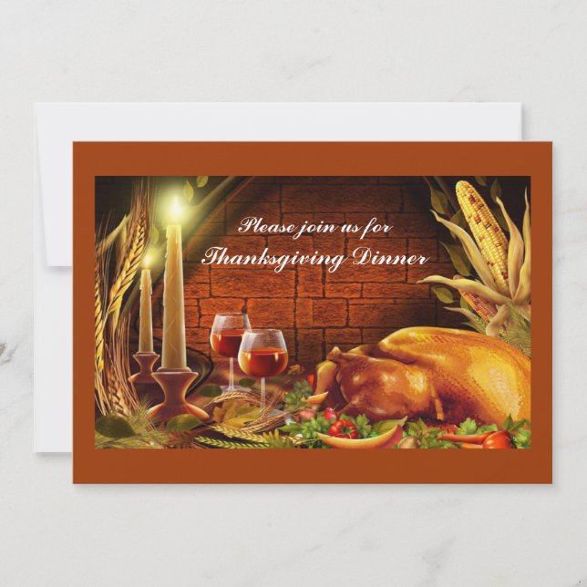 Kalasinbjudningar till Thanksgiving med kalkon Inbjudningar (Framsida)