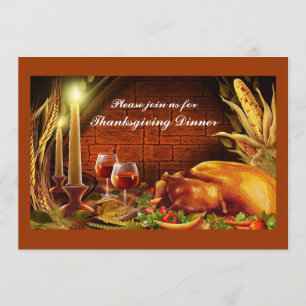 Kalasinbjudningar till Thanksgiving med kalkon Inbjudningar