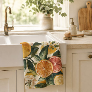 Kalaspresent Citrus Bloom Mönster Kökshandduk