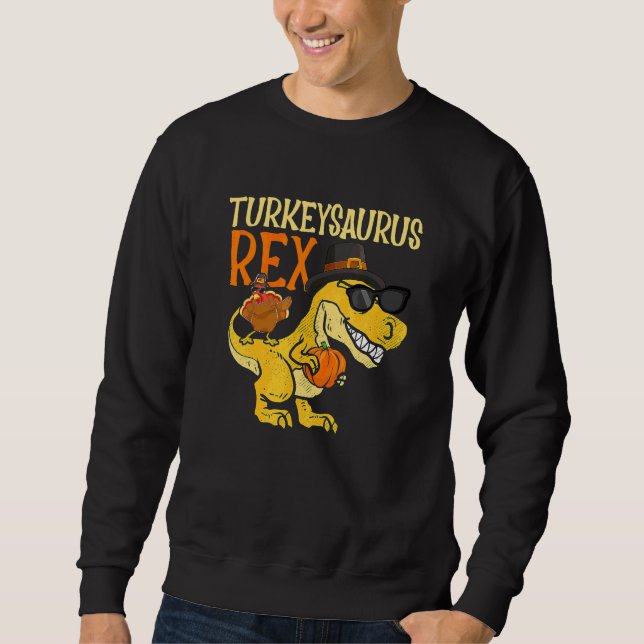 Kalcasaurus Rex Dab Kalkon Dino Tacksgiving 2022 Lång Ärmad Tröja (Framsida)