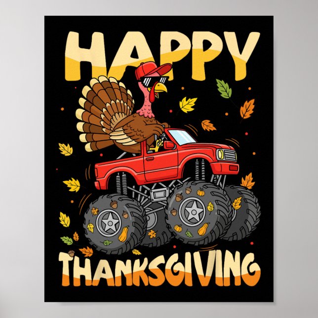 Kalciferdjur Lastbil Thanksgiving Pojkar Barn Småb Poster (Framsidan)