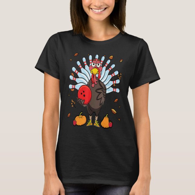 Kalciffling Hello Höst Söt Kalkon Bowlinggäng T Shirt (Framsida)