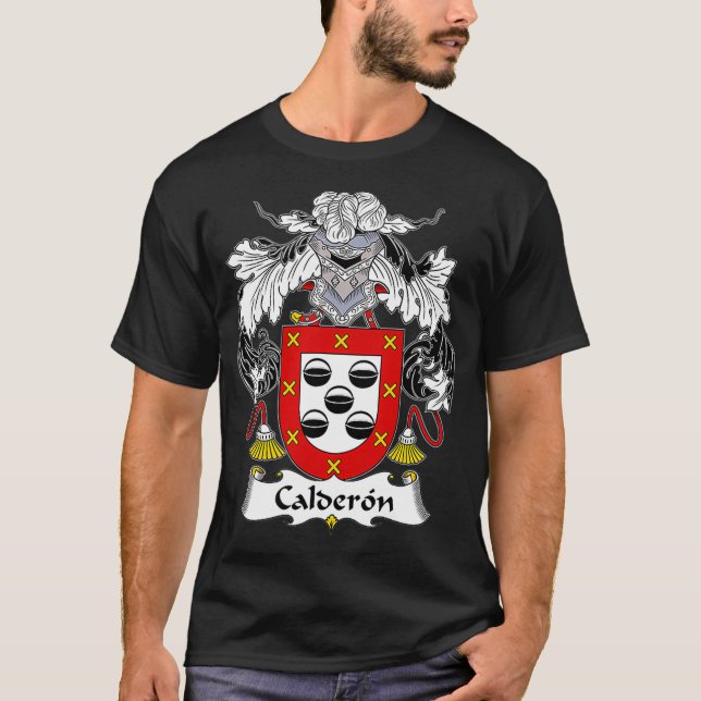 Kalderon Jackar Arm Family Crest T Shirt (Framsida)