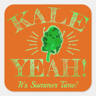 Kale. Det är sommartid - Kale Pun Fyrkantigt Klistermärke