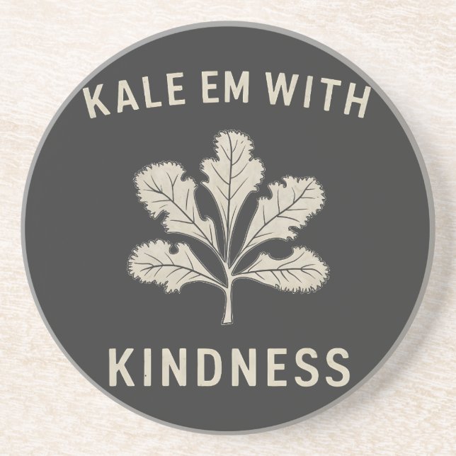 Kale Em med Kindness Funny Pun Veggies Vegan Underlägg (Framsidan)