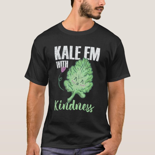Kale Em With Kindness Vegetarisk Grönsaker Vegan K T Shirt (Framsida)