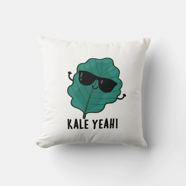Kale Ja Funny Veggie Pun Kudde (Framsida)