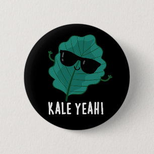 Kale Ja Funny Veggie Pun Mörk BG Knapp