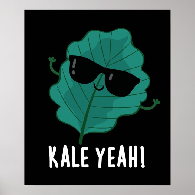 Kale Ja Funny Veggie Pun Mörk BG Poster (Framsidan)