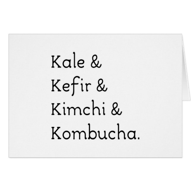 Kale Kefir Kimchi Kombucha Hälsningskort (Framsidan Horizontal)