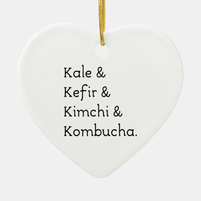 Kale Kefir Kimchi Kombucha Julgransprydnad Keramik (Framsidan)