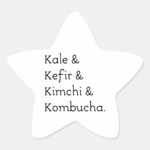 Kale Kefir Kimchi Kombucha Stjärnformat Klistermärke
