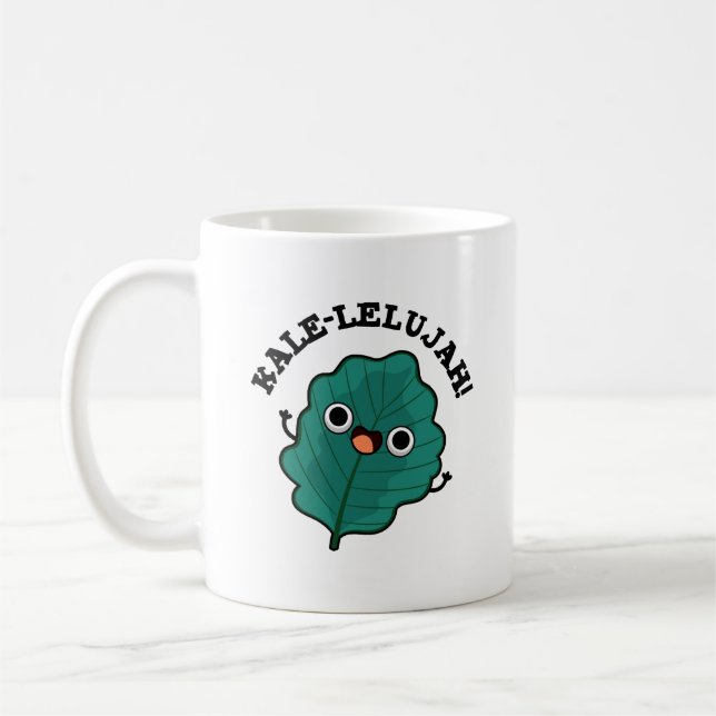 Kale-lelujah Funny Veggie Kale Pun Kaffemugg (Vänster)