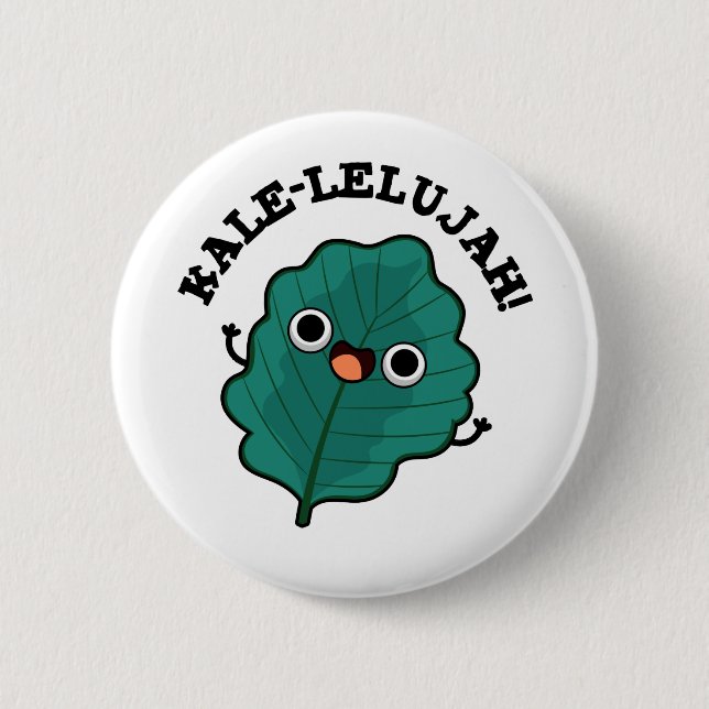 Kale-lelujah Funny Veggie Kale Pun Knapp (Framsida)
