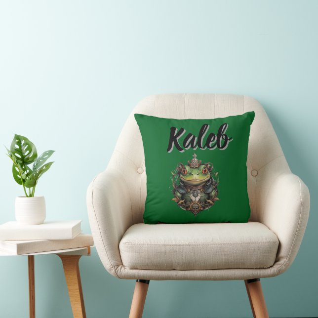 Kaleb Namn Med Steampunk Groda, Kudde (Stol)