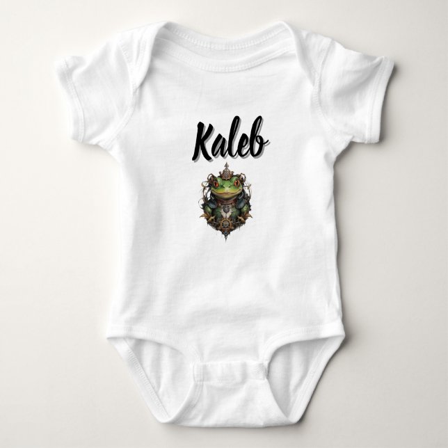 Kaleb Namn Med Steampunk Groda, T Shirt (Framsida)