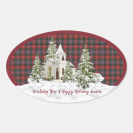 Kaledonien Modern Original Scottish Tartan Ovalt Klistermärke