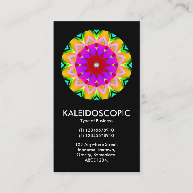 Kaledoskopisk Mandala 02 - Svart Visitkort (Framsida)