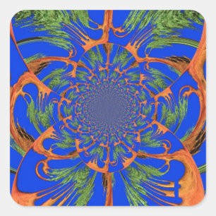 Kaleidoscope Acacia Träd Art Print/Graphic Fyrkantigt Klistermärke