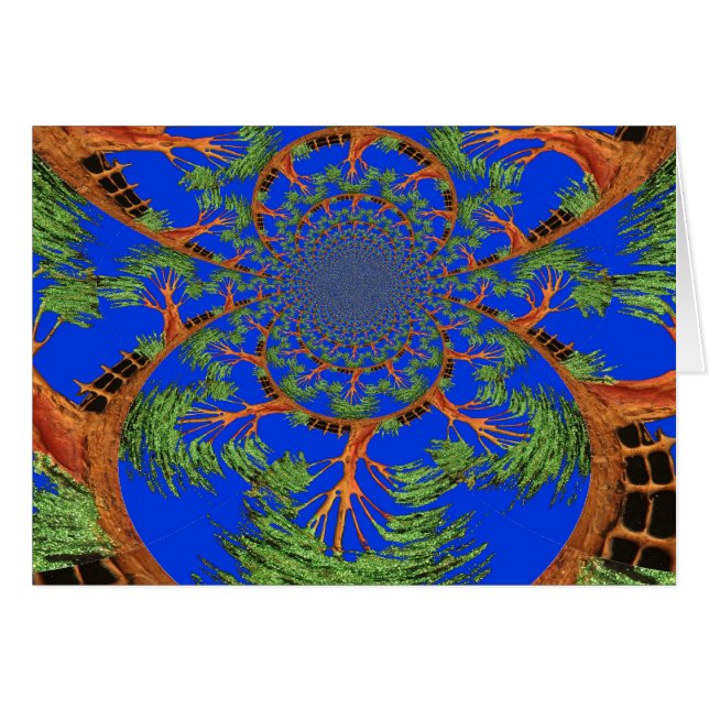 Kaleidoscope Acacia Träd Art Print/Graphic Hälsningskort (Framsidan Horizontal)