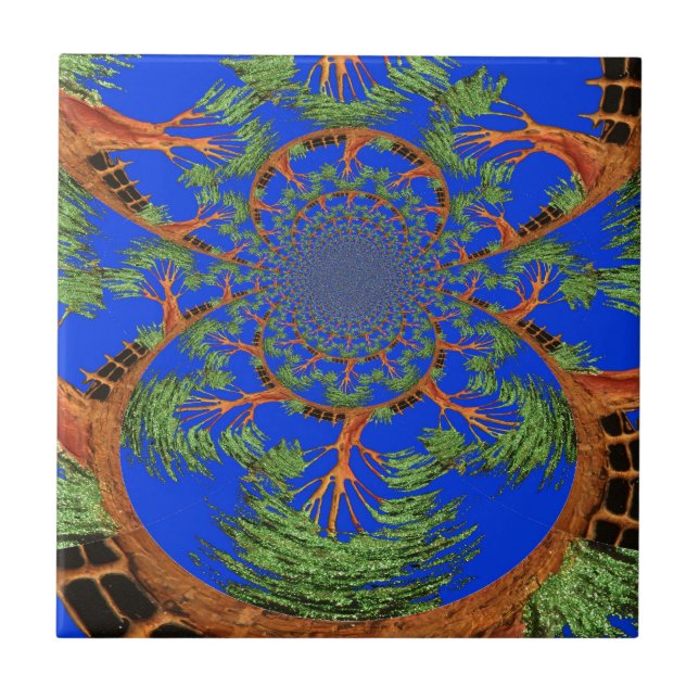 Kaleidoscope Acacia Träd Art Print/Graphic Kakelplatta (Framsidan)