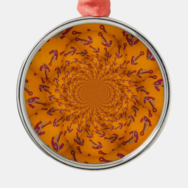 Kaleidoscope Anchor Art Skriv ut Julgransprydnad Metall (Framsidan)