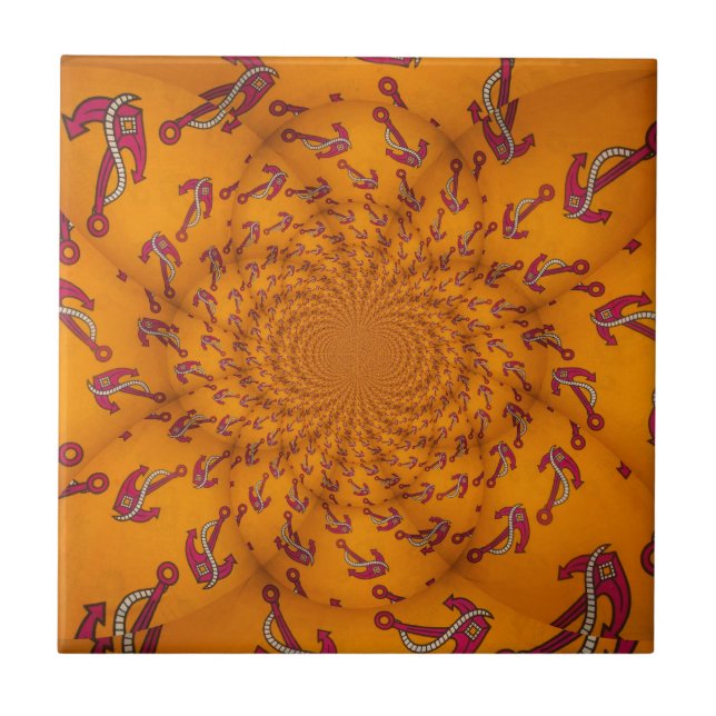 Kaleidoscope Anchor Art Skriv ut Kakelplatta (Framsidan)
