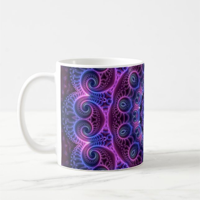 Kaleidoscope Apophysis Mandala Hearts Kaffemugg (Vänster)