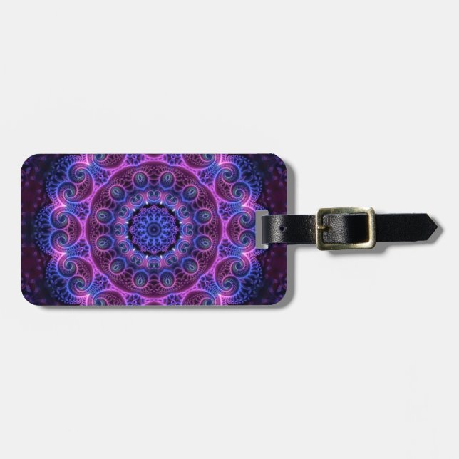 Kaleidoscope Apophysis Mandala Hearts + text Bagagebricka (Horisontell Framsida)