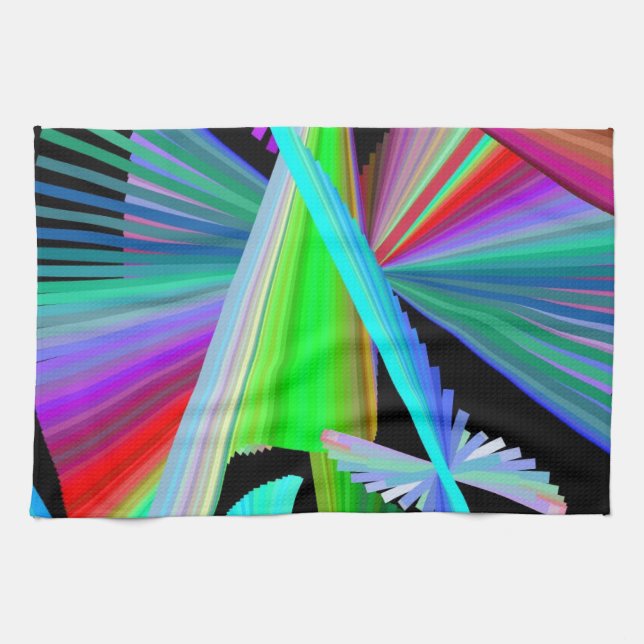 Kaleidoscope Art Red Grönt Lila Blue Black Kökshandduk (Horisontell)