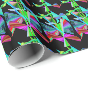 Kaleidoscope Art Red Grönt Lila Blue Black Presentpapper