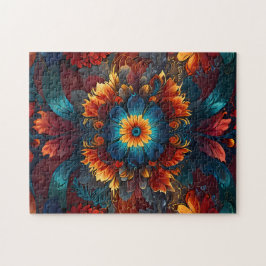 Kaleidoscope Blommigt Fantasy Hypnotic Mönster Pussel