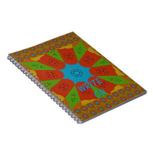Kaleidoscope Bloom A Vibrant African Print Färg Anteckningsbok Med Spiral
