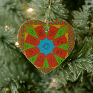 Kaleidoscope Bloom A Vibrant African Print Färg Julgransprydnad Keramik