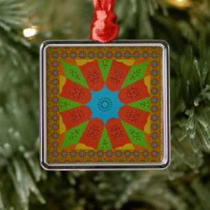 Kaleidoscope Bloom A Vibrant African Print Färg Julgransprydnad Metall