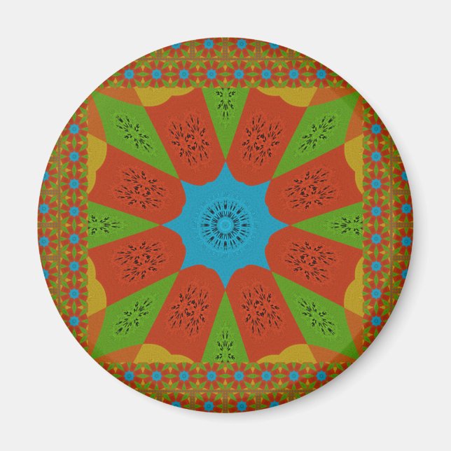 Kaleidoscope Bloom A Vibrant African Print Färg Magnet (Framsidan)