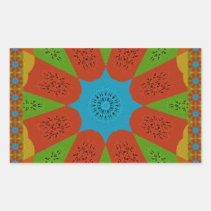 Kaleidoscope Bloom A Vibrant African Print Färg Rektangulärt Klistermärke