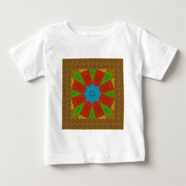 Kaleidoscope Bloom A Vibrant African Print Färg T Shirt (Framsida)