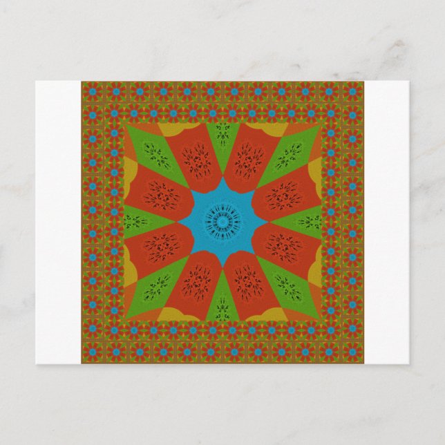 Kaleidoscope Bloom A Vibrant African Print Färg Vykort (Framsida)