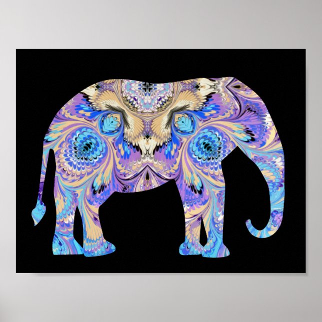 Kaleidoscope Circus Elephant Print Poster (Framsidan)