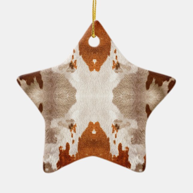 Kaleidoscope Cow Hide Mönster Julgransprydnad Keramik (Framsidan)