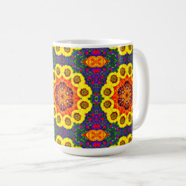 Kaléidoscope de fleurs dorées kaffemugg