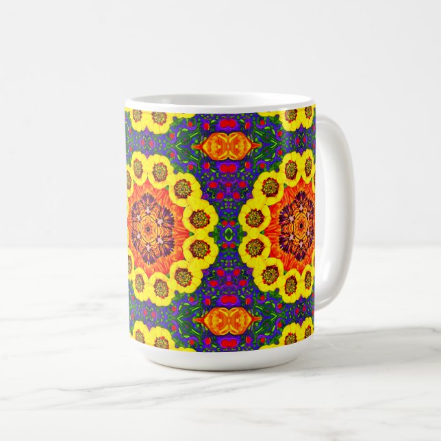 Kaléidoscope de fleurs dorées kaffemugg (Framsida höger)