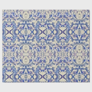 Kaleidoscope Delft Tile Mönster i Blue and White Presentpapper
