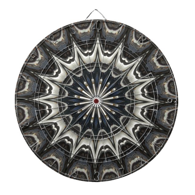 Kaleidoscope Design Black Grått Blue White Art Piltavla (Framsidan)